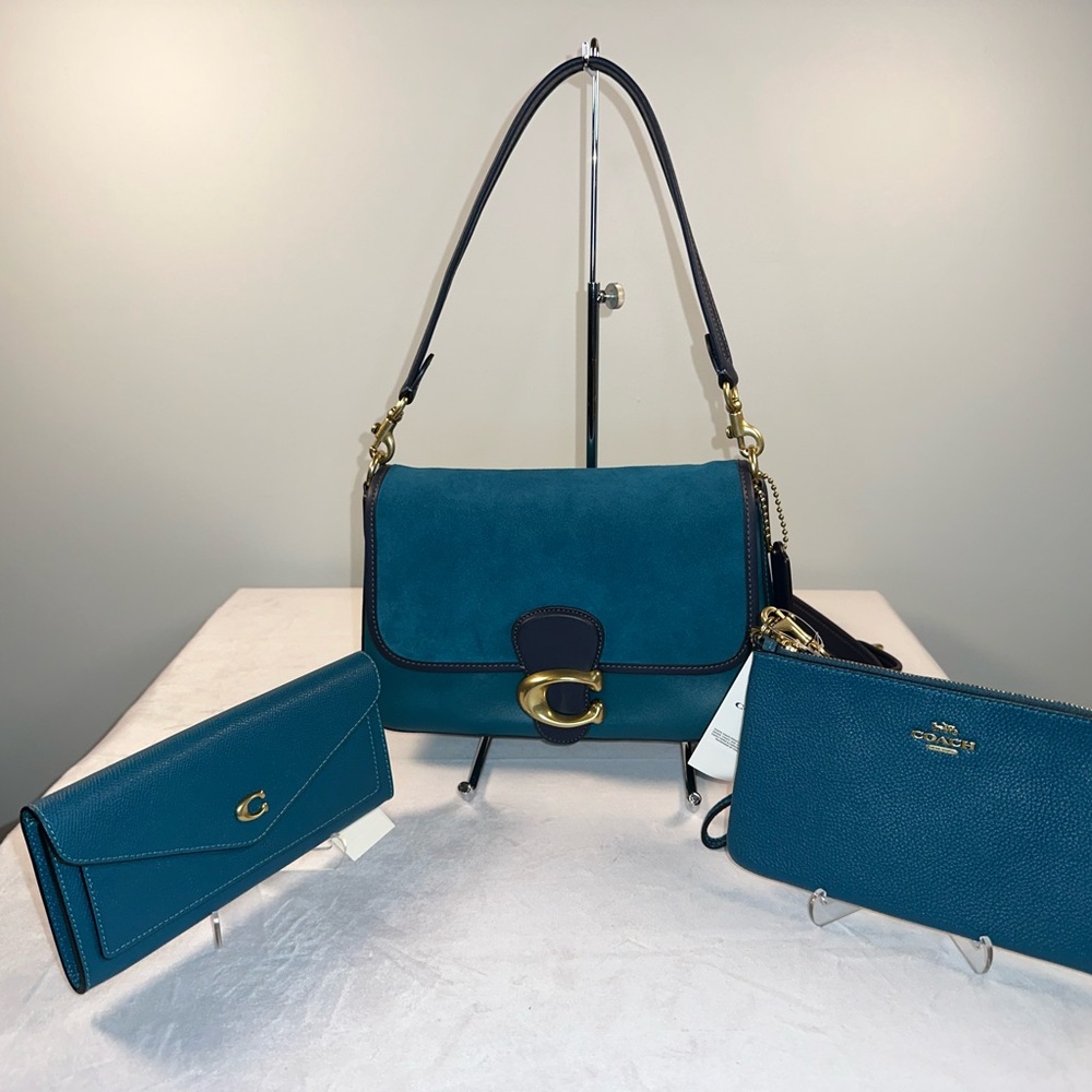 Coach Soft Tabby in Turquoise Bag Trio